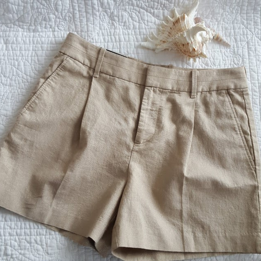 Banana Republic Taupe Metallic Linen Shorts